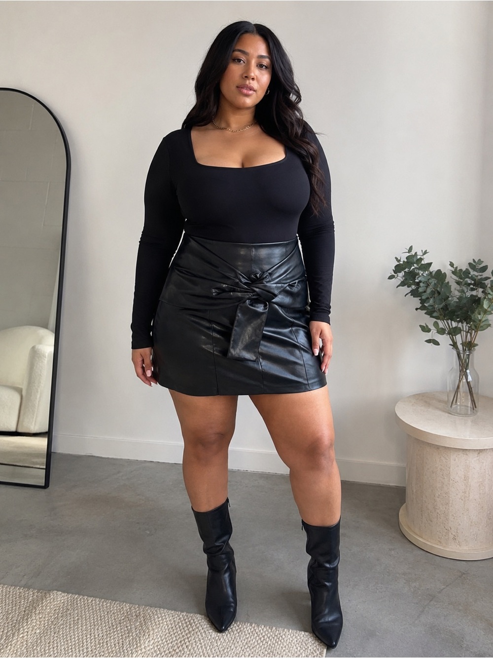 Eloquii Women's Faux Leather Mini Skirt Black Plus Size 20 NWOT Glam Edgy Chic